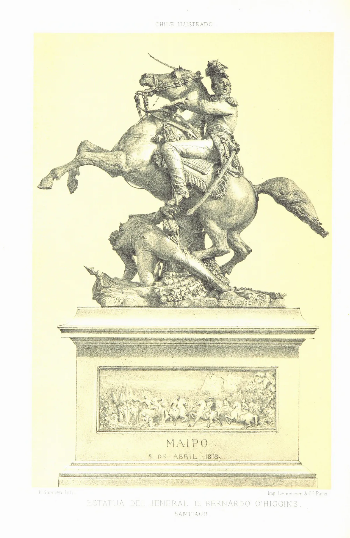 Santiago - Estatua del general Bernardo O'Higgins (1872) — 1872 | Chile de Ayer