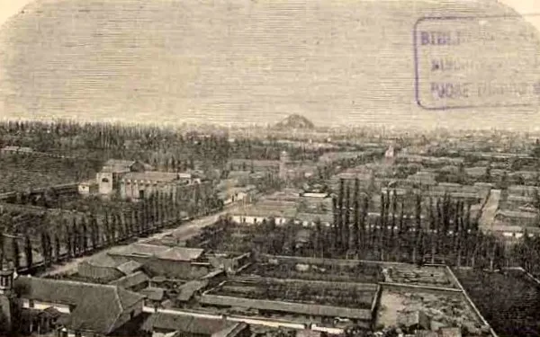 Santiago - Vista general tomada de la Recoleta (1872) — 1872 | Chile de Ayer