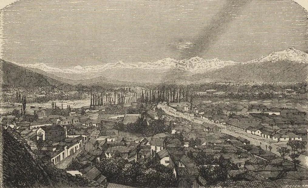 Santiago - Vista general tomada del cerro de Santa Lucía (1872) — 1872 | Chile de Ayer