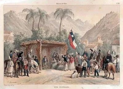 Baile popular en Chile, 1854 — aprox. 1854 | Chile de Ayer