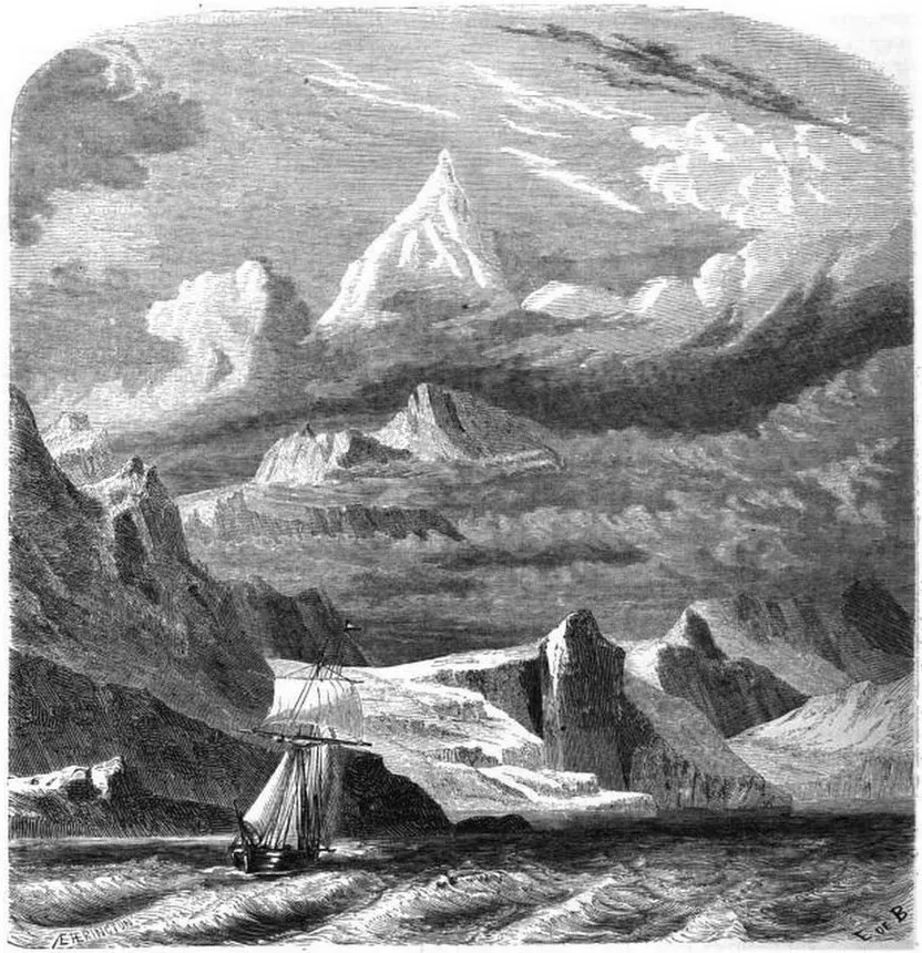 Tierra del Fuego, Monte Sarmiento visto desde el Cabo Froward — aprox. 1861 | Chile de Ayer