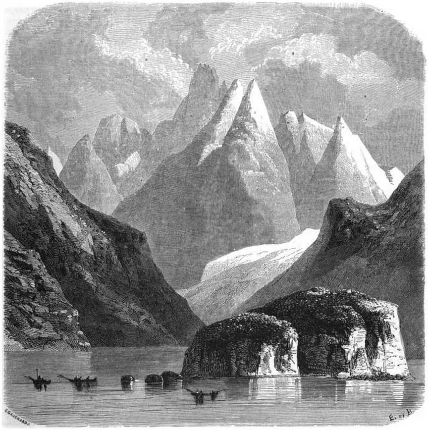 Tierra del Fuego, cumbres del Estrecho del Almirantazgo — aprox. 1861 | Chile de Ayer