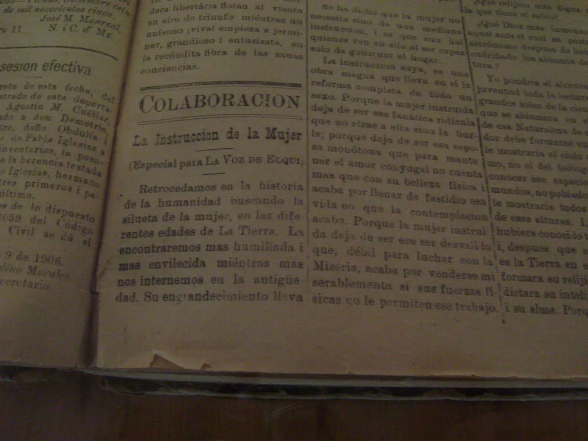 "La instrucción de la mujer" por Lucila Godoy Alcayaga, Vicuña, 1906 — aprox. 1906 | Chile de Ayer