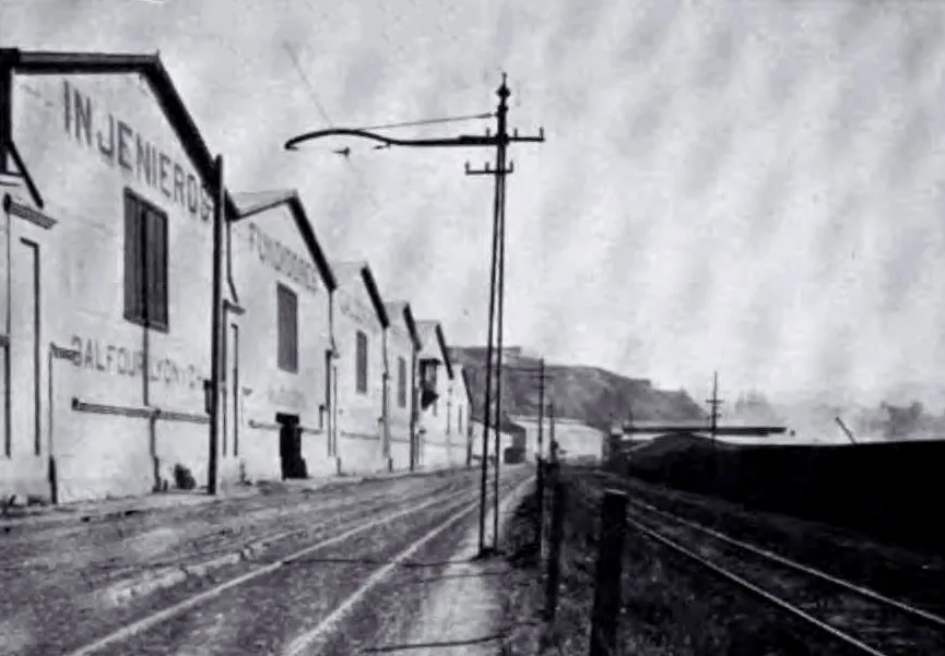 Maestranza en Los Sauces, hoy Caleta Portales, de la firma Balfour, Lyon y Cía. — Década de 1910 | Chile de Ayer