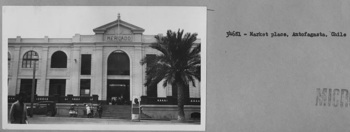 Mercado Municipal de Antofagasta (ficha de archivo) — Década de 1940 | Chile de Ayer