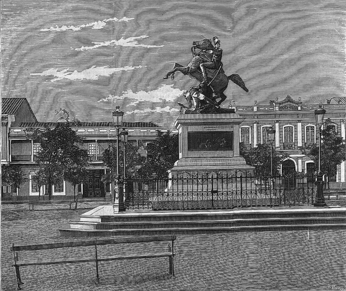 Estatua de Bernardo O´Higgins en la Alameda de Santiago de Chile (1879) — aprox. 1879–1930 | Chile de Ayer