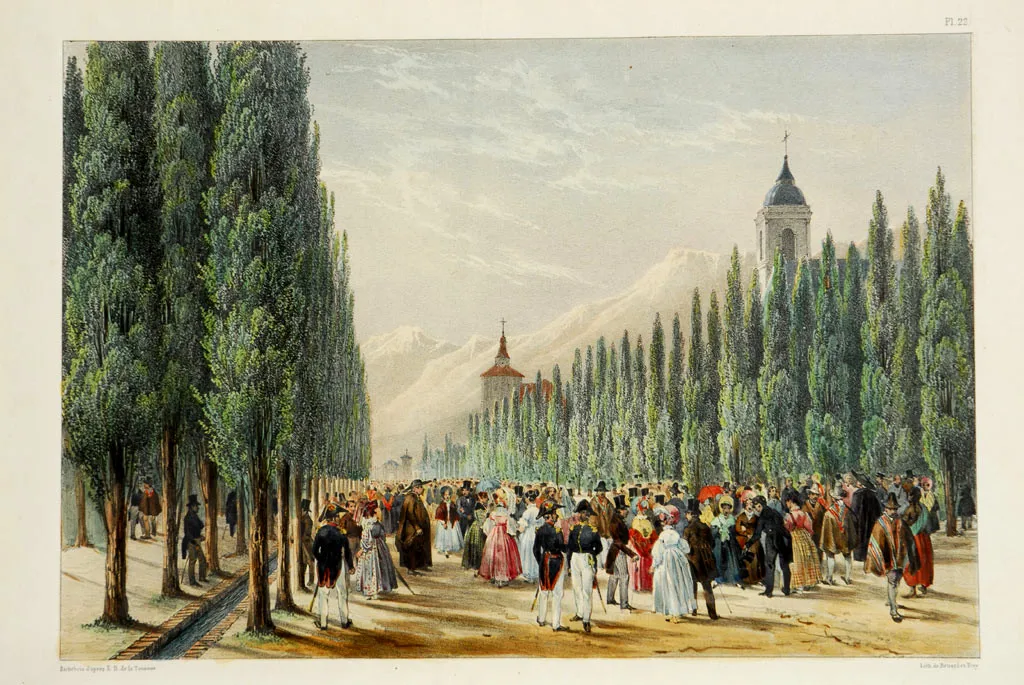La Cañada, paseo público de Santiago, 1828 — aprox. 1828–1930 | Chile de Ayer