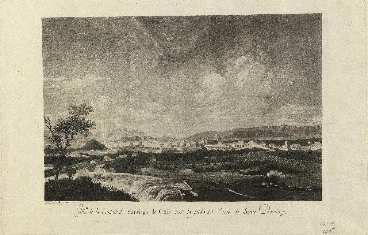 Vista de la ciudad de Santiago de Chile — aprox. 1812–1930 | Chile de Ayer