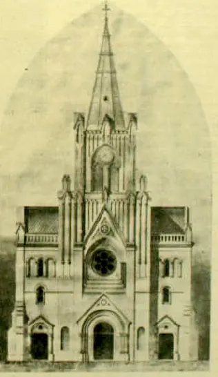 Boceto de reconstrucción de la iglesia de los Sagrados Corazones, Valparaíso — aprox. 1906–1930 | Chile de Ayer