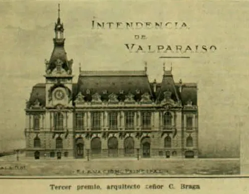 Diseño para la nueva Intendencia de Valparaíso (tercer lugar) — aprox. 1906–1930 | Chile de Ayer