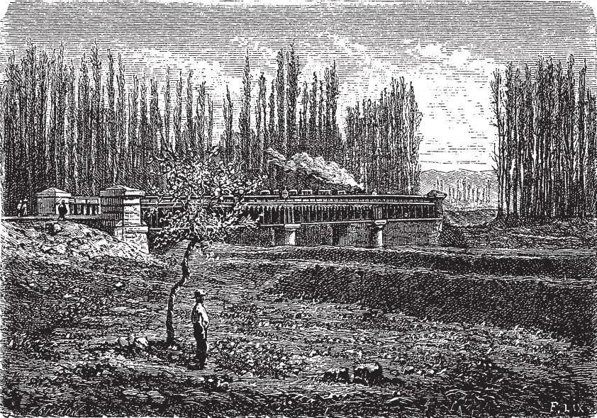 Santiago - Puente del ferrocarril sobre el Mapocho — 1872 | Chile de Ayer