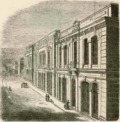 Valparaíso - Calle de la Planchada, costado norte — 1872 | Chile de Ayer