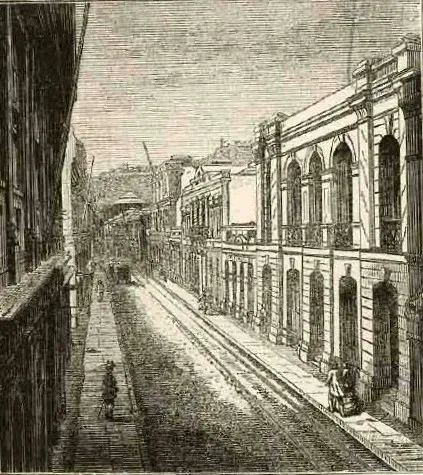 Valparaíso - Calle de la Planchada, costado sur — 1872 | Chile de Ayer