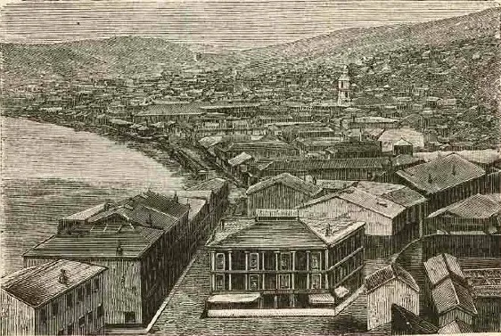 Valparaíso - Vista de la parte central de la ciudad — 1872 | Chile de Ayer