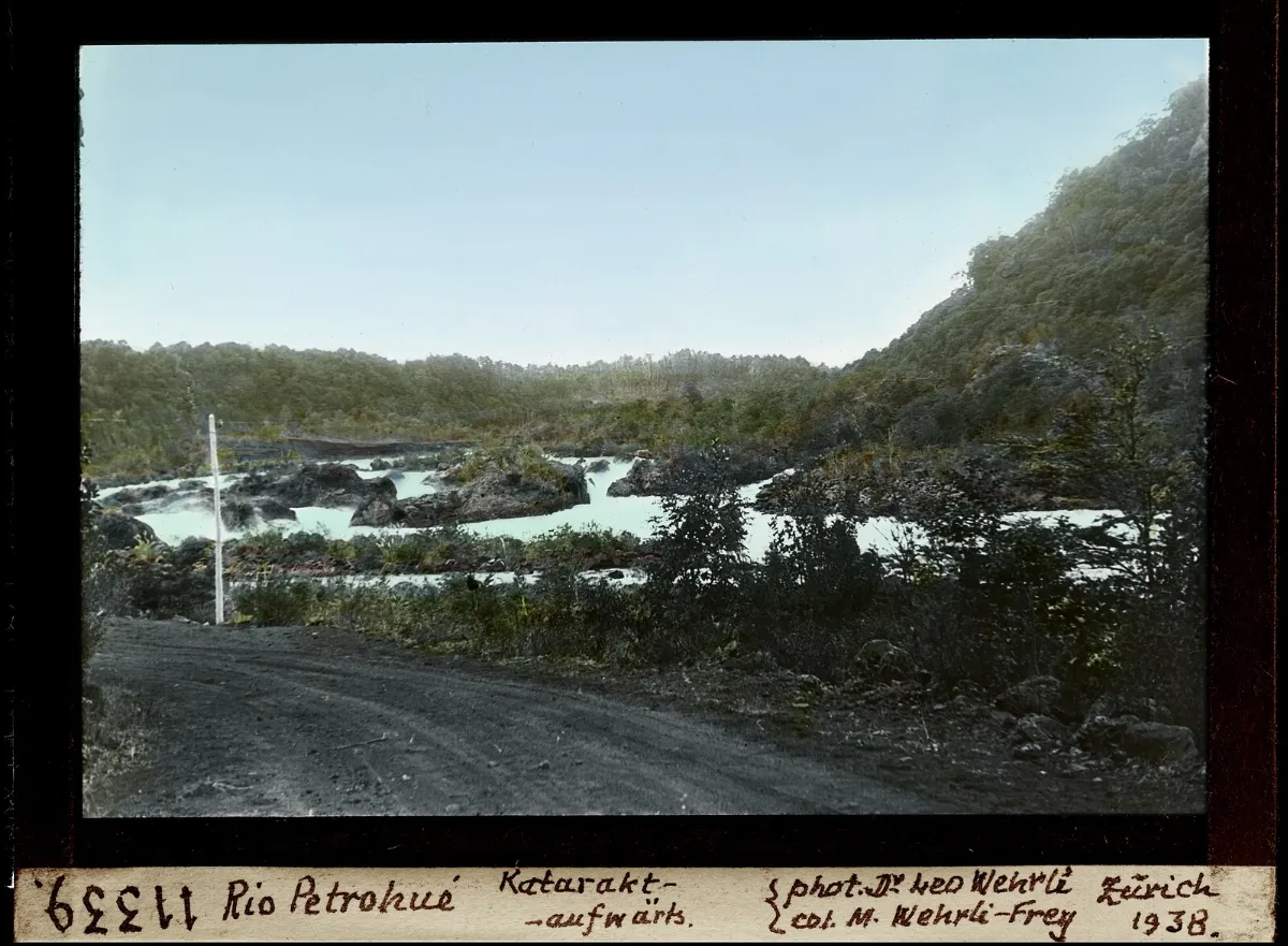 Río Petrohué, Katarakt-aufwarks — aprox. 1938–1940 | Chile de Ayer