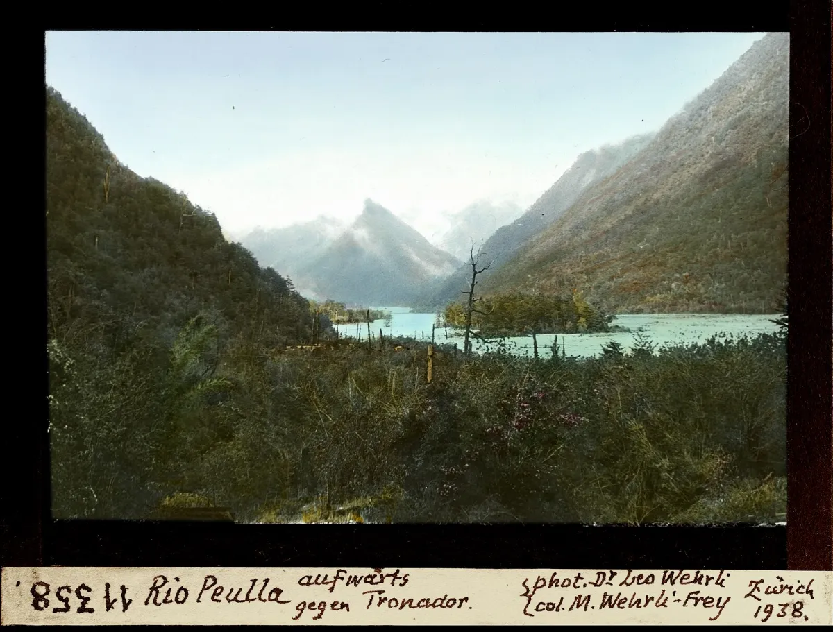 Rio Peulla aguas abajo hacia Tronador — aprox. 1938–1940 | Chile de Ayer