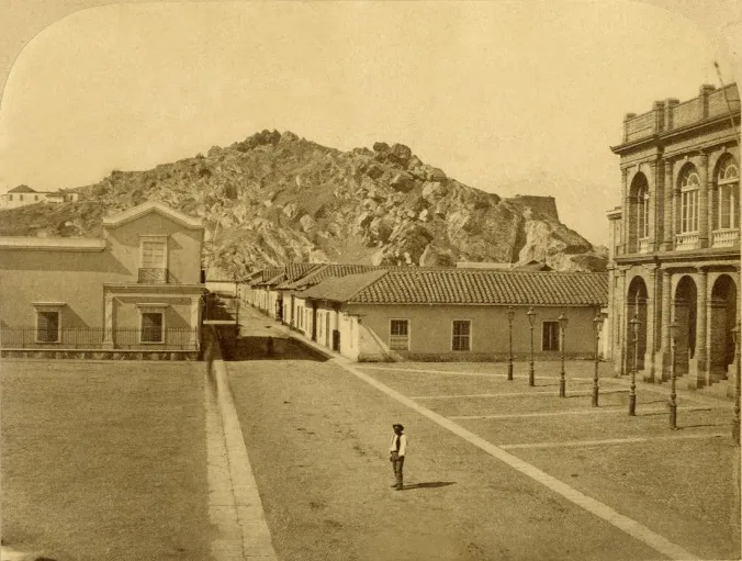 Plaza frente al Teatro Municipal de Santiago, 1860 — aprox. 1860–1930 | Chile de Ayer