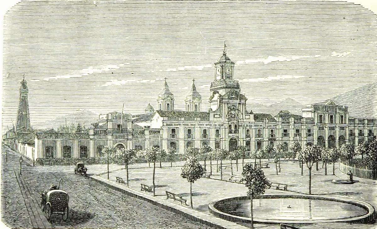 Palacio de la Independencia, en la Plaza de Armas de Santiago de Chile. — aprox. 1872 | Chile de Ayer