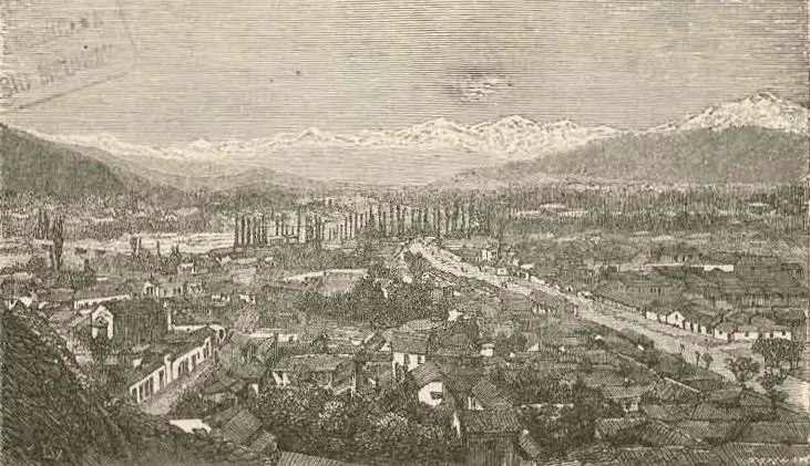 Santiago de Chile, vista general desde el cerro Santa Lucía — aprox. 1872 | Chile de Ayer