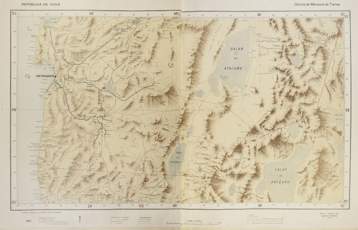 Mapa Antofagasta con salares de Atacama, 1911 — aprox. 1911 | Chile de Ayer