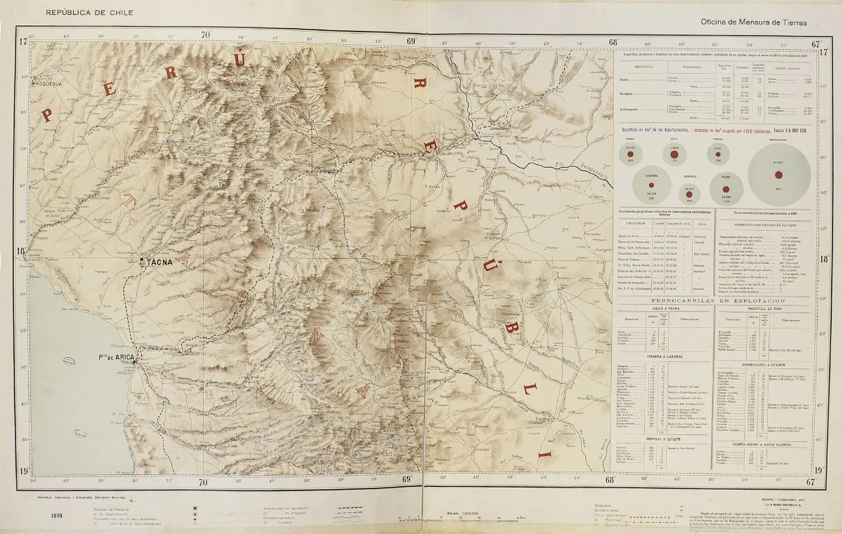 Mapa provincial del Atlas Centenario de Chile, 1911 — aprox. 1911 | Chile de Ayer