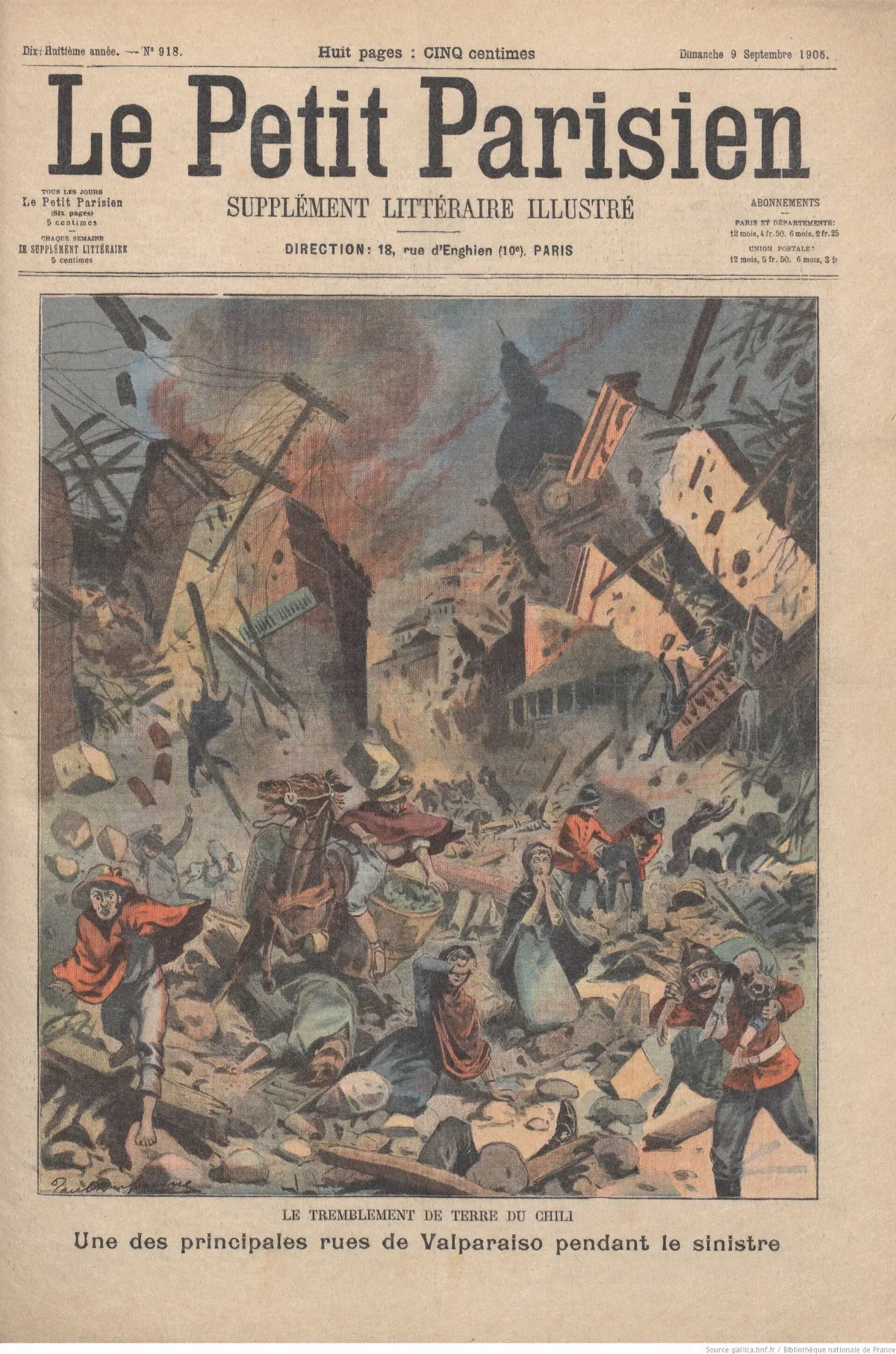 Calle principal de Valparaíso durante el terremoto de 1906 — aprox. 1906 | Chile de Ayer