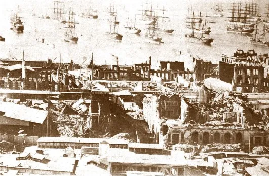 Panorámica luego del terremoto de 1906 en Valparaíso — aprox. 1906 | Chile de Ayer
