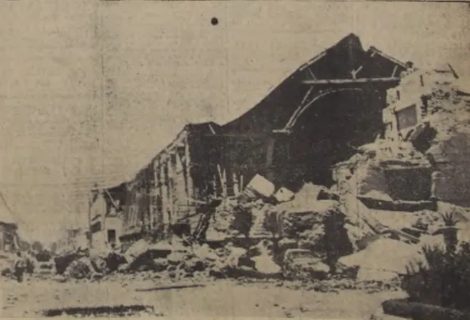 Interior de la Catedral de Chillán tras el terremoto de 1939 — aprox. 1939 | Chile de Ayer