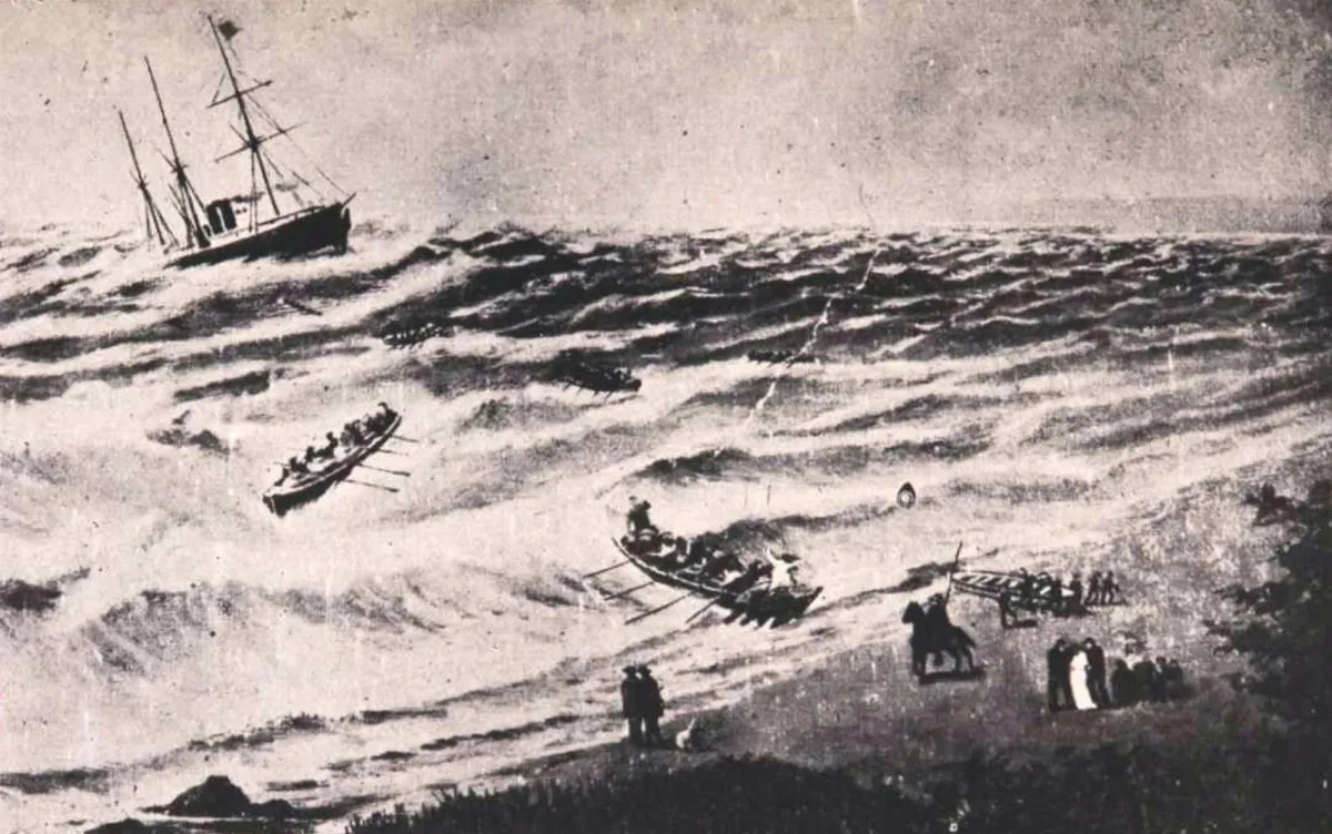 Naufragio del SS John Elder, por Nemorino Cotapos — aprox. 1892 | Chile de Ayer
