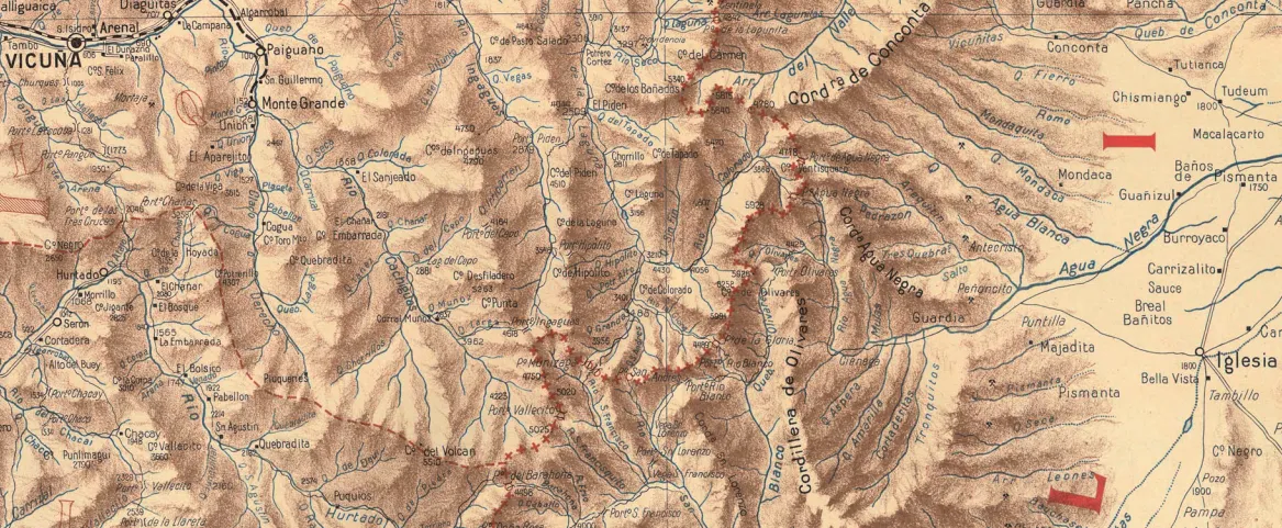 Cordillera de Aguas Negras y cordillera de Conconta, al este de Ovalle, Chile. — aprox. 1910 | Chile de Ayer