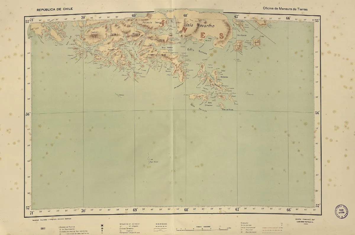 Mapa provincial Chile con topografía de la Oficina de Mensura — aprox. 1910 | Chile de Ayer