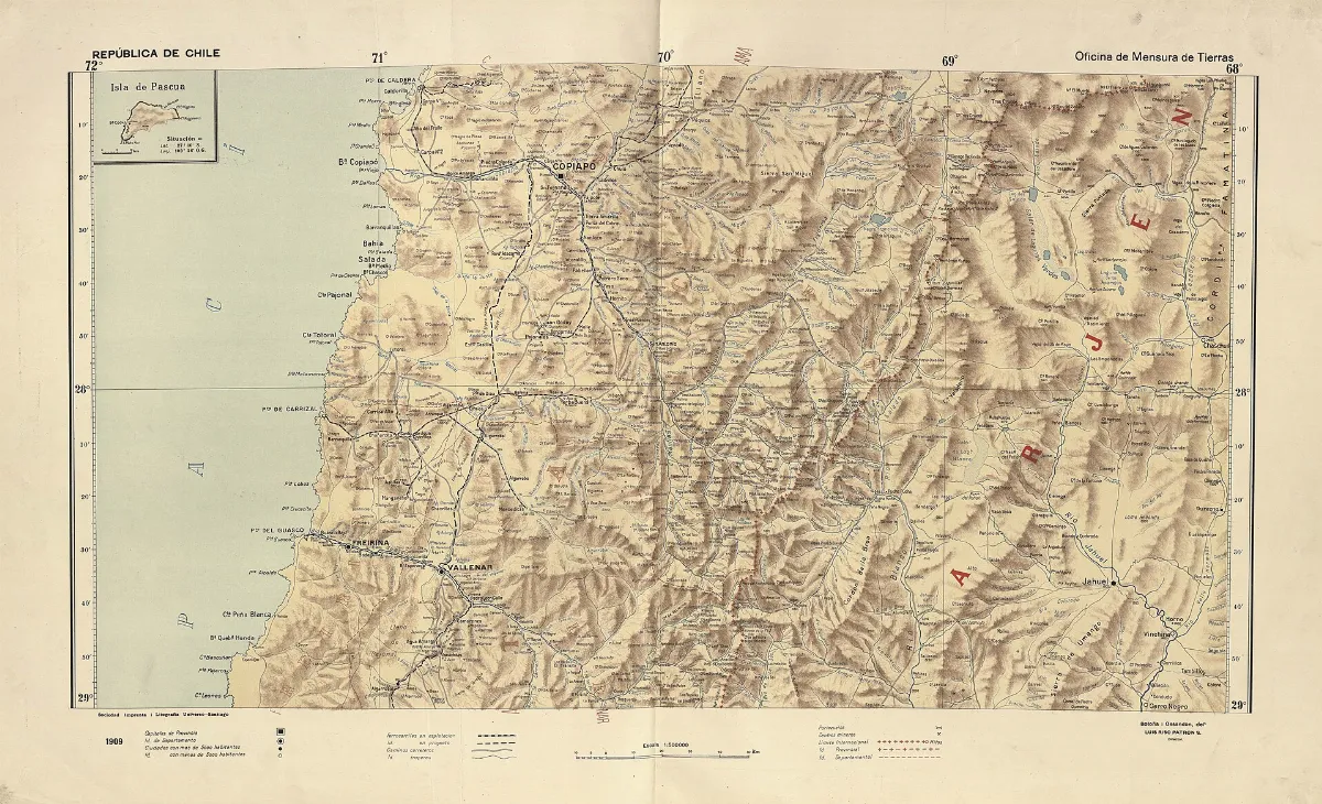 Lámina del Atlas Centenario de Chile (1910): litoral y cordones costeros — aprox. 1910 | Chile de Ayer