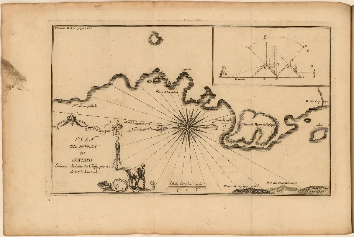 Mapa grabado de la bahía de Copiapó — aprox. 1910 | Chile de Ayer