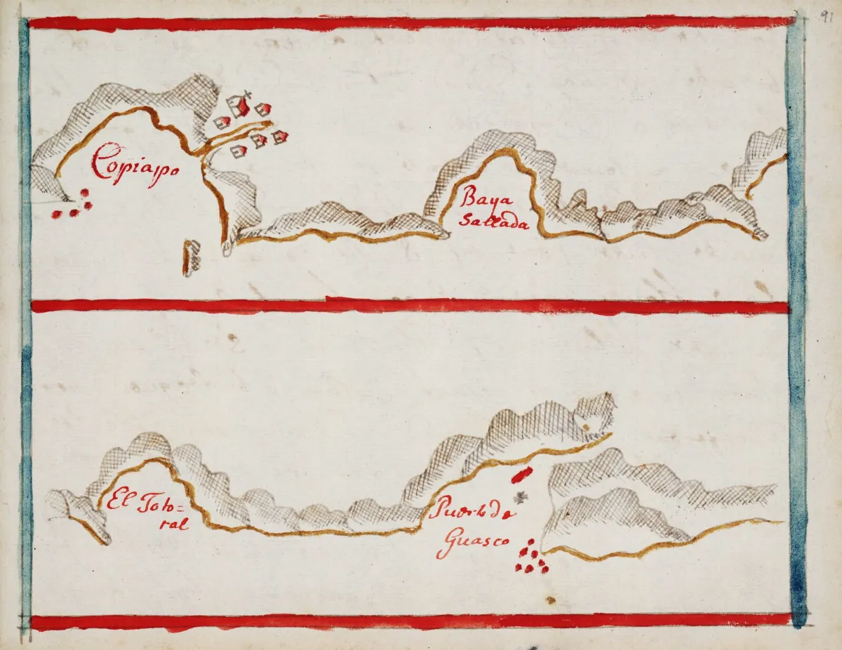 Mapa de las bahías de Copiapó y Huasco — aprox. 1910 | Chile de Ayer
