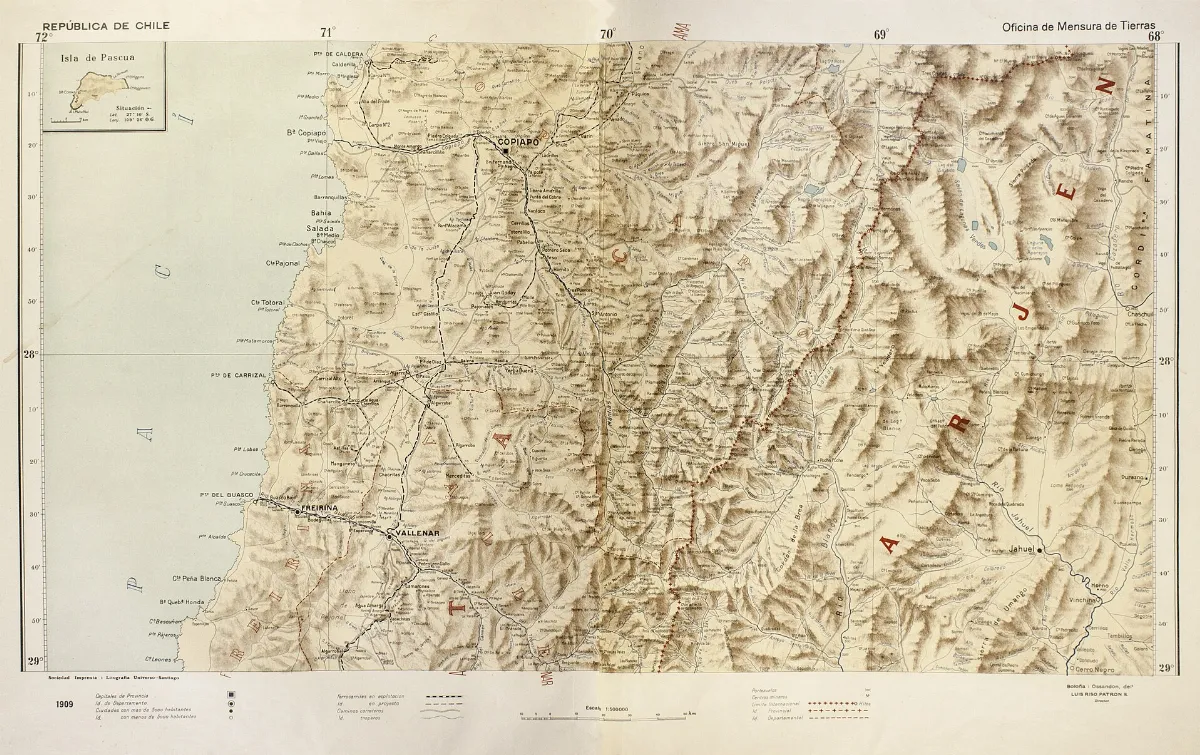 Mapa topográfico de Copiapó y región norte de Chile, 1911 — aprox. 1911 | Chile de Ayer