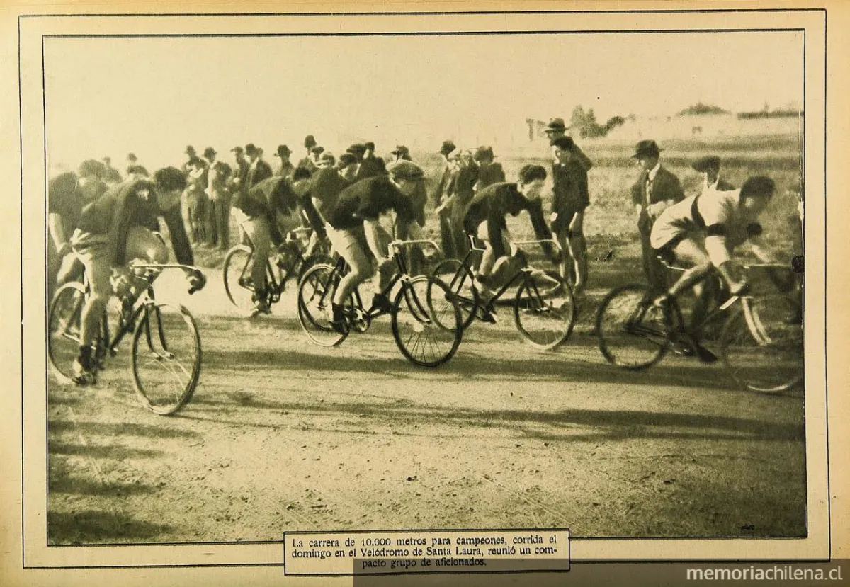 10 mil metros ciclistas en el Velódromo del Estadio Santa Laura, 1926 — 1926 | Chile de Ayer