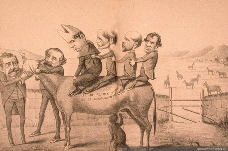 Andan en el macho y lo andan buscando, 1885 — 1885 | Chile de Ayer