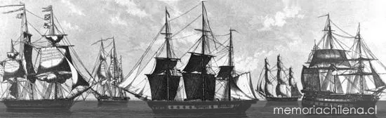 Barcos a vela, hacia 1800 — 1775 | Chile de Ayer