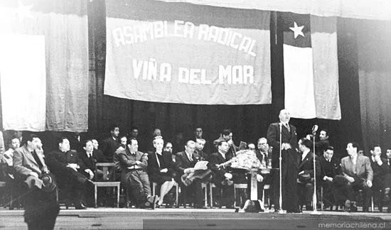Gabriel González Videla en la Asamblea Radical, Viña del Mar, 1944 — 1944 | Chile de Ayer
