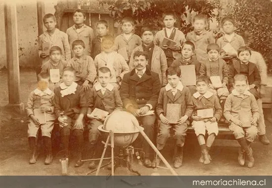 Grupo de alumnos con su profesor, 1905 — 1905 | Chile de Ayer