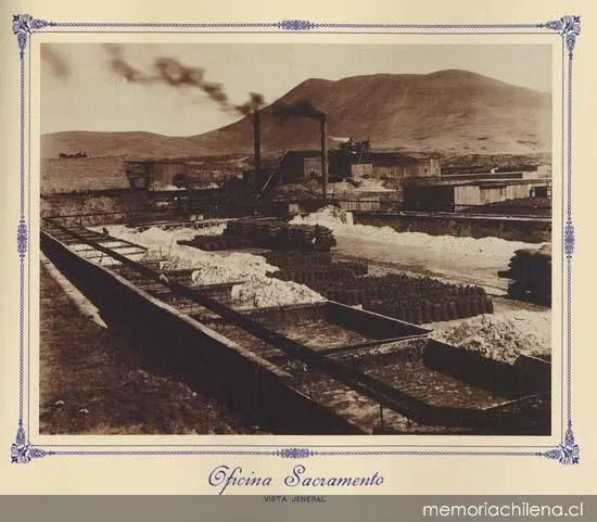 Oficina Sacramento : vista jeneral, hacia 1889 — 1889 | Chile de Ayer