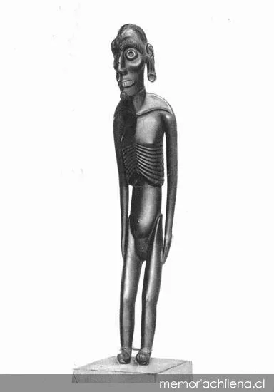 Talla de madera de Isla de Pascua, hacia 1952 — 1952 | Chile de Ayer