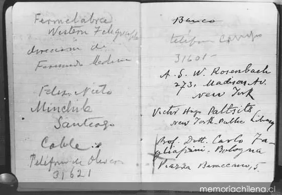 Libreta de apuntes del último viaje de José Toribio Medina a Estados Unidos y Europa en 1928 — 1928 | Chile de Ayer