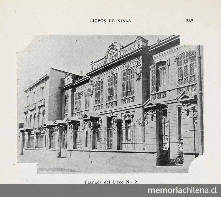 Liceo de Niñas : fachada del Liceo Nº 2 — 1928 | Chile de Ayer