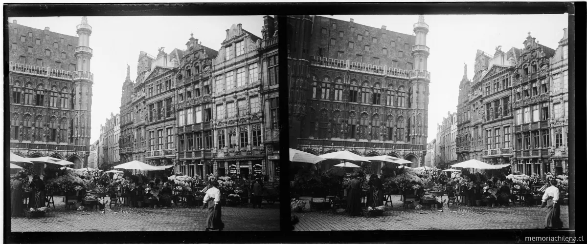 Mercado de flores en Bruselas, Bélgica, agosto 1909 — 1909 | Chile de Ayer