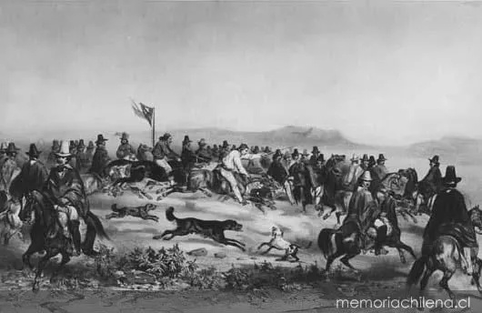 Carrera de caballos a la chilena, 1838 — 1838 | Chile de Ayer