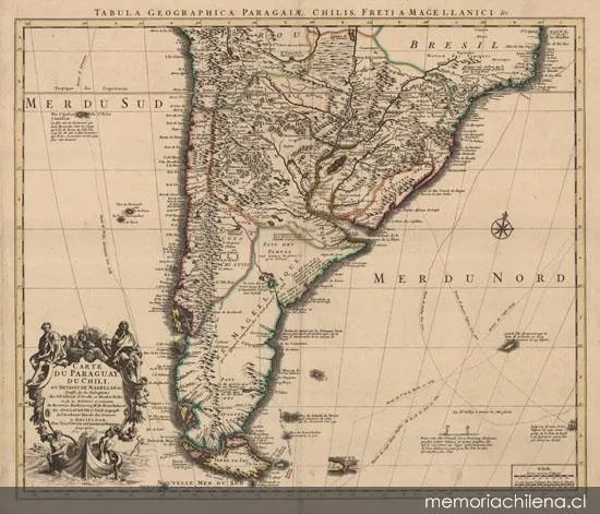 Carte du Paraguay, du Chili, du Detroit de Magellan, siglo XVIII — 1700 | Chile de Ayer