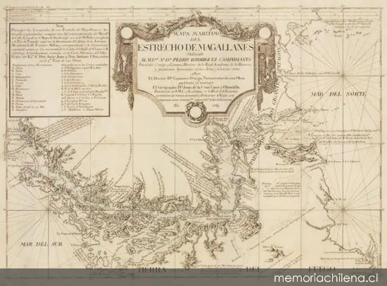 Mapa marítimo del Estrecho de Magallanes, 1769 — 1769 | Chile de Ayer