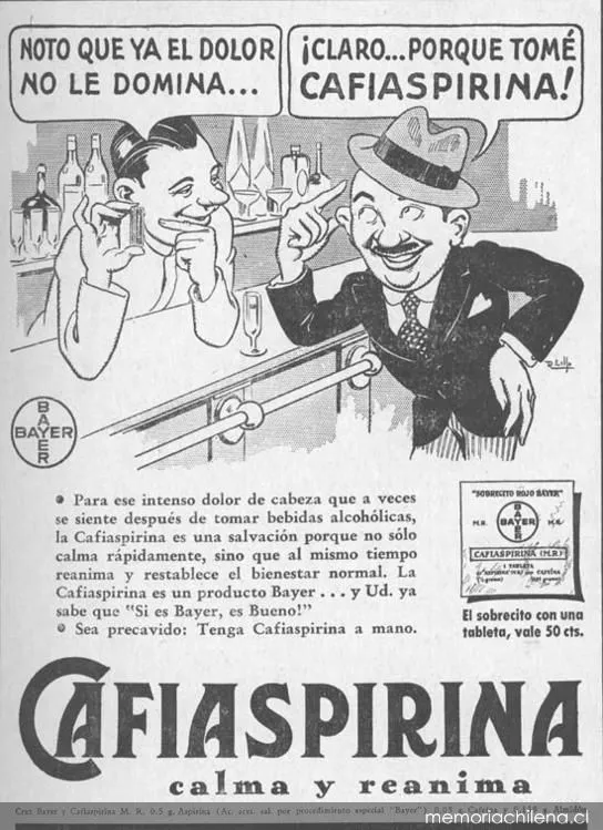 Cafiaspirina: calma y reanima — 1939 | Chile de Ayer