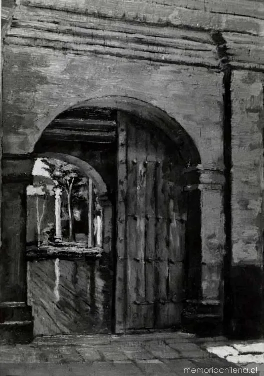 Entrada a un patio del Hospital San Juan de Dios, hacia 1900 — 1900 | Chile de Ayer